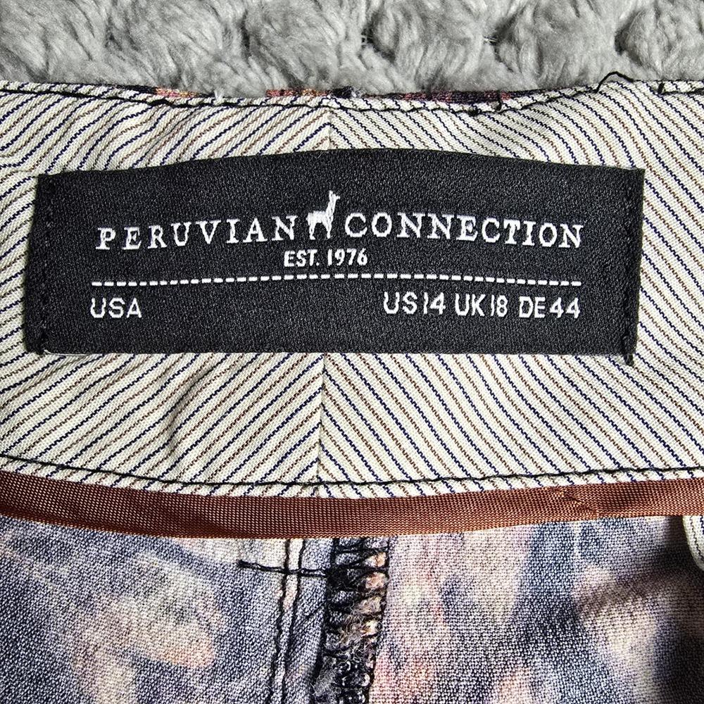 Peruvian Connection Boho Viscose Trousers Fall Leaf Print Size 14 As Is - Picture 4 of 8